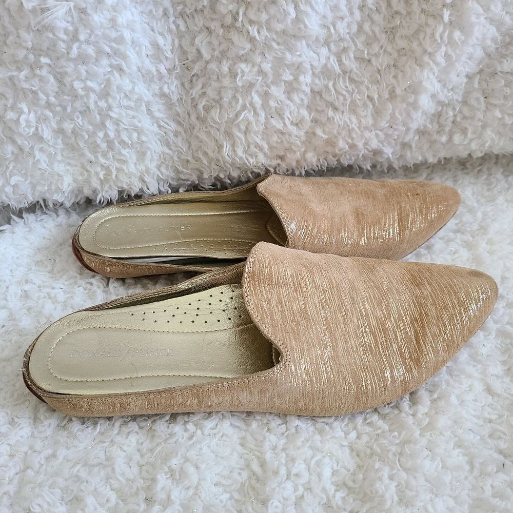 Donald J. Pliner Metallic Gold Slides Mules